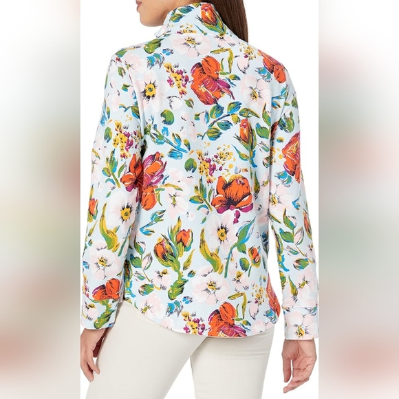 Vera Bradley French Terry Quarter Zip - M - Sea Air Floral - Picture 2 of 3